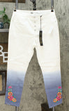 DG2 by Diane Gilman Women's Embroidered Pull-On Exposed Buttons Jeans