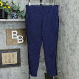 Belle by Kim Gravel Velvet Side Stripe Ponte Knit Pants Navy Plus 18W