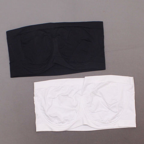 Rhonda Shear 2 Pack Seamless Underwire Bandeau Bras Black/ White 2X