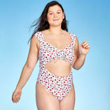 Xhilaration Women's Cinch-Front Cut-Out One Piece Swimsuit