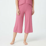 Cuddl Duds Women's Wide Rib Cropped Pants