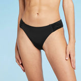 NWT Shade & Shore Women's Hipster Bikini Bottom Black. AEE17 Large M