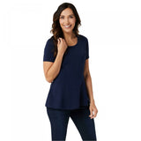 Isaac Mizrahi Live! Women's Short-Sleeve Seamed Peplum Knit Top