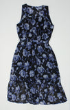 A New Day Women's Floral Chiffon Midi Dress Blue Small