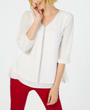 JM Collection Women's Jeweled V-Neck Tiered Hem Blouse