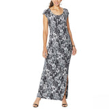 Colleen Lopez Women's Isle Be There Maxi Dress Black Ikat Large