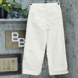 DG2 by Diane Gilman Women's Embroidered Applique Wide Leg Jeans Cream 6