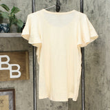 DG2 by Diane Gilman Women's Flutter Sleeve T-Shirt Cream Medium