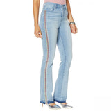 DG2 by Diane Gilman Women's Petite Side Embroidered Studded Boot Cut Jeans