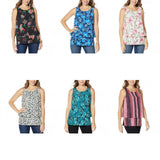 DG2 by Diane Gilman Women's Printed Mixed Media Easy Tank Top
