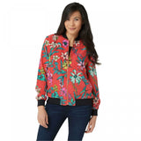 Susan Graver Women's Plus Size Printed Peachskin Bomber Jacket