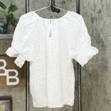 Universal Thread Women's Short Sleeve Round Neck Eyelet Top