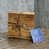 C&F Home Brown CHEERS Wood Coasters - Set Of 4
