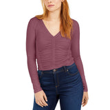 New Bar III Womens Ruched-Front V-Neck Top. 100089268-NEW X-Large