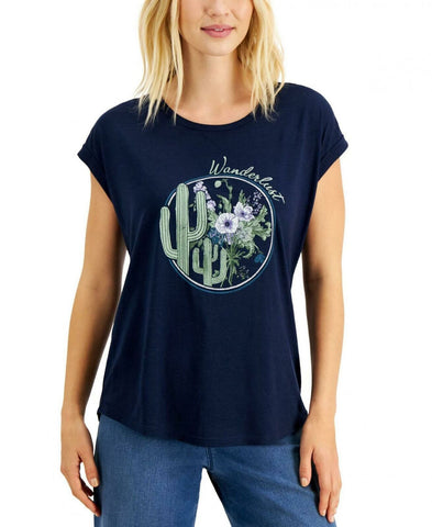 Style & Co Women's Wanderlust Scoop Neck Graphic Print T-Shirt
