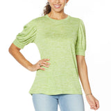 DG2 by Diane Gilman Women's Plus Size Balloon Sleeve Slub Knit T-Shirt