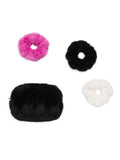 Apparis Francesca 4-Piece Faux Fur Accessory Bundle Scrunchies Makeup Bag Noir