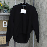 Alexander Wang Womens Rib Merino Wool Blend Mock Neck Sweater Black L