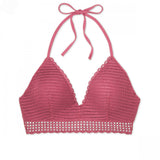 Shade & Shore Women's Lightly Lined Crochet Long Line Bikini Top