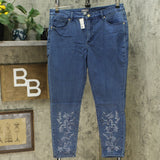 Martha Stewart Women's Petite Embellished 5-Pocket Ankle Jeans