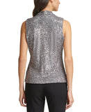 Calvin Klein Women's Sleeveless V-Neck Sequin Blouse