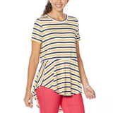 DG2 by Diane Gilman Women's Striped Peplum Drama Top Sunflower XL