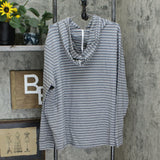 AnyBody Plus Size Cozy Knit Light French Terry Striped Hoodie
