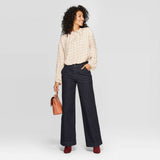 A New Day Women's Zig Zag Print Long Sleeve High Neck Popover Blouse
