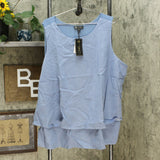 DG2 by Diane Gilman Women's Plus Size SoftCell Chambray Easy Tank Blouse