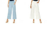 NWT DG2 By Diane Gilman Womens Smocked Palazzo Cotton Jeans Pants. 680780 Small