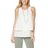DG2 by Diane Gilman Women's Plus Size Mixed-Media Easy Tank Blouse