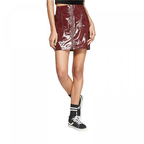 Wild Fable Women's Zip Front Faux Leather Mini Skirt