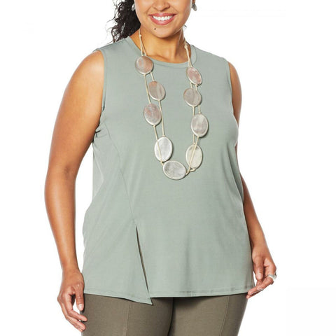 MarlaWynne WynneLayers Women's Plus Size Front Seam Detail Knit Sleeveless Top