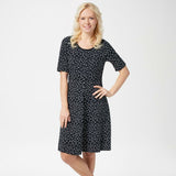 Isaac Mizrahi Live! Women's Knit Scatter Dot Swing Dress Black XL