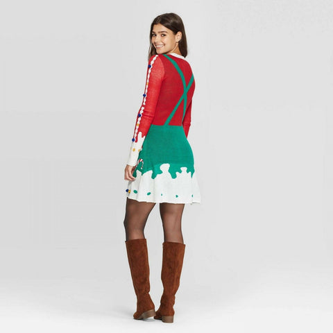 born famous christmas dress Women's Born Famous Long Sleeve Holiday Sweater Dress