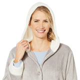 Soft & Cozy Women's Plus Size Hooded Button Front Robe With Pockets