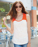 Blue 84 Women's Burnout Colorblock Tank Top Orange / White Large