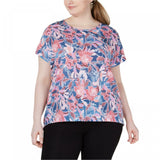 Ideology Women's Plus Size Wallflower Printed Keyhole Back Top