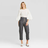 Who What Wear Women's Striped High Rise Cropped Straight Trousers