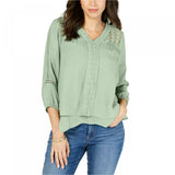 Style & Co. Petite Layered-Hem Crochet Woven Top