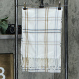 Steve Madden Mid Weight Cozy Muffler Scarf With Fringe Ivory / Gray / Beige