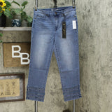 DG2 by Diane Gilman Stretch Crochet Lattice Hem Cropped Jeans