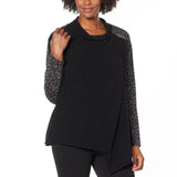 DG2 by Diane Gilman Women's Plus Size Ponte Knit Easy Jacket Gray Leopard 1X