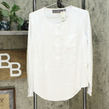 Elizabeth & Clarke Women's Woven Top with Roll Tab Sleeve And StainTech