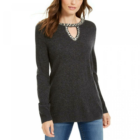 INC International Concepts Women's Embellished Keyhole Sweater
