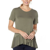 DG2 by Diane Gilman Gilman Sustainable Bamboo Crossover Peplum Top Olive Plus 2X