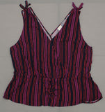 A New Day Women's Striped Sleeveless V-Neck Waist Tank Top Blouse Shirt