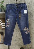 DG2 by Diane Gilman Women's Petite Embroidered Straight Leg Jeans
