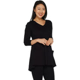LOGO By Lori Goldstein Women's Solid Washed Hi-Low Cotton Tunic Top