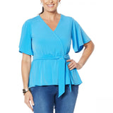 IMAN Women's Boho Chic Faux Wrap Blouse